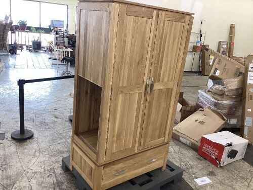 Galway Natural Solid Oak Double Wardrobe - Damaged Side  - Lot 104