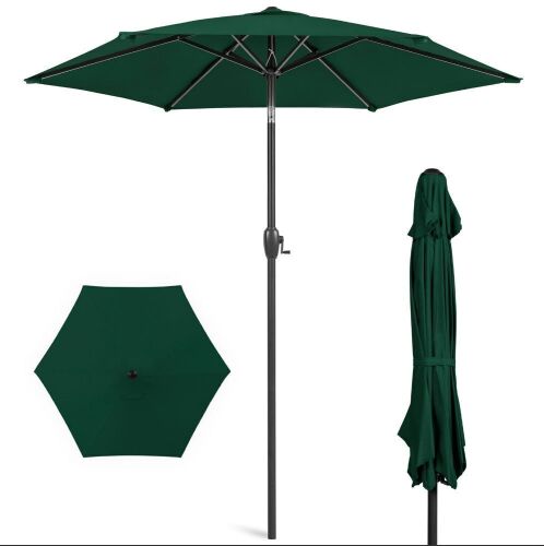Outdoor Market Patio Umbrella w/ Push Button Tilt, Crank Lift - 7.5ft  - Lot 143