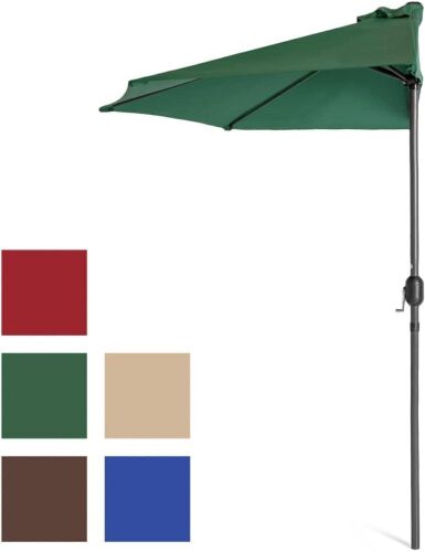 Half Patio Umbrella w/ 5 Ribs, Crank - 9ft  - Lot 167