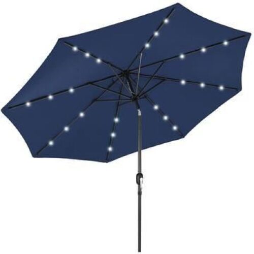 Solar LED Lighted Patio Umbrella w/ Tilt Adjustment, UV-Resistance - 10ft  - Lot 172