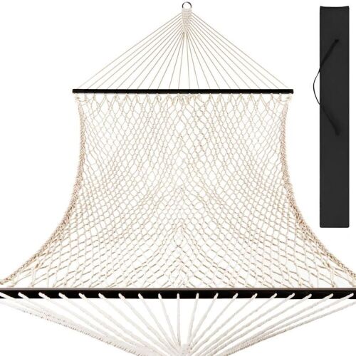 Cotton Rope 2-Person Double Hammock w/ Spreader Bars, Carrying Case  - Lot 574