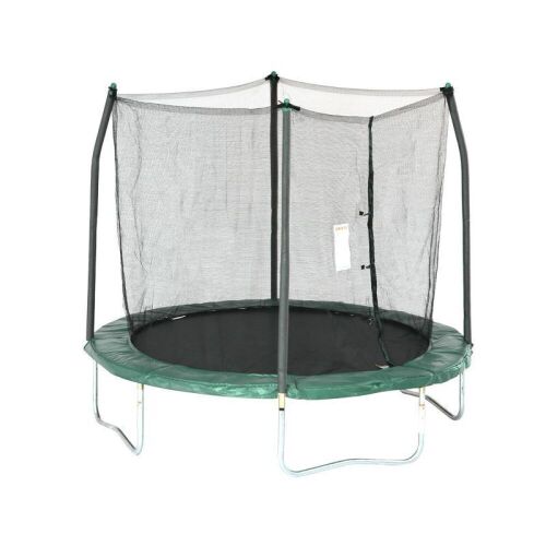 Skywalker Trampolines 8-Foot Round Outdoor Kids Trampoline with Safety Enclosure Net, Green - Lot 100