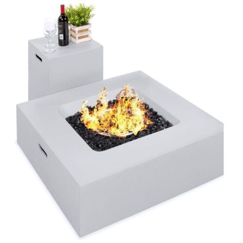 40,000 BTU Square Propane Fire Pit Table w/ Gas Tank Storage - 35x35in  - Lot 37