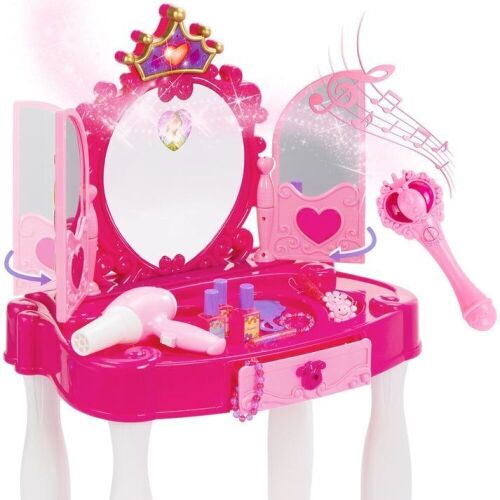 Kids Princess Vanity Mirror w/ AUX Cable, Wand, Hairdryer, Accessories  - Lot 360
