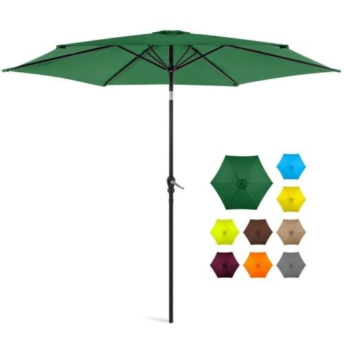 Outdoor Steel Market Patio Umbrella Decoration w/ Tilt, Crank Lift - 10ft  - Lot 144