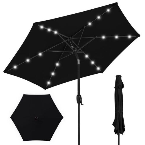 Outdoor Solar Patio Umbrella w/ Push Button Tilt, Crank Lift - 7.5ft  - Lot 771