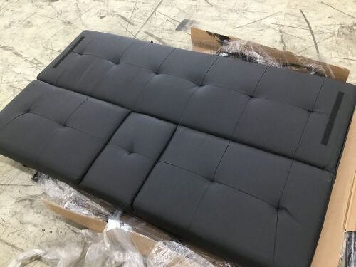 Linen Upholstered Convertible Sofa Bed Futon w/ 2 Cupholders - Missing Hardware  - Lot 132