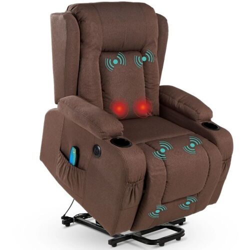 Electric Power Lift Recliner Massage Chair w/ Heat, USB Port, Cupholders  - Lot 82