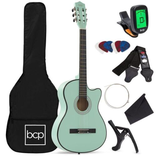 Beginner Acoustic Cutaway Guitar Set w/ Case, Strap, Capo - 38in  - Lot 55