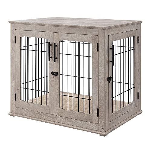 Furniture Style Dog Crate End Table, Large, Weathered Gray  - Lot 863