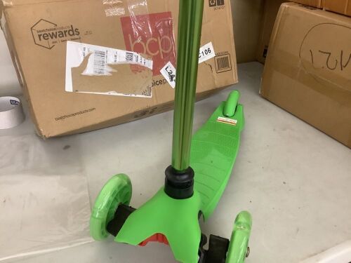 Kids Mini Kick Scooter Toy w/ Colorful Light-Up Wheels, Adjustable T-Bar  - Lot 930