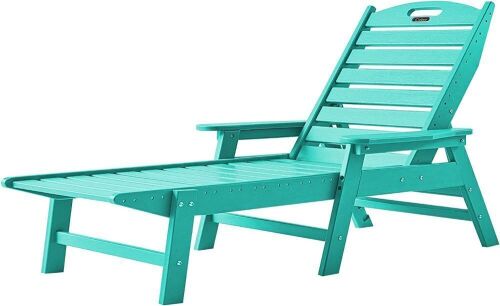 Ciokea Foldable Patio Chaise Lounge Chair with 5 Positions, Lake Blue  - Lot 93
