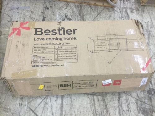 Bestier 70" LED TV Stand, Wash Gray  - Lot 717
