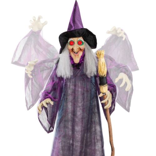 Wicked Wanda Standing Animatronic Witch with Sounds, LED Eyes - 5ft  - Lot 832