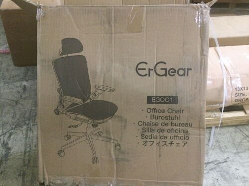 ErGear Ergonomic High Back Desk Chair with Headrest and Flip-up Arms, Adjustable Lumbar Support - Lot 706