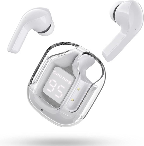 ACEFAST Wireless Earbuds, Bluetooth Headphones with ENC Noise Canceling Translucent Earphones, HiFi Dual Stereo Microphone Mini in-Ear Earbuds Touch Control with Charging Case and LED Digital Display - Lot 6484