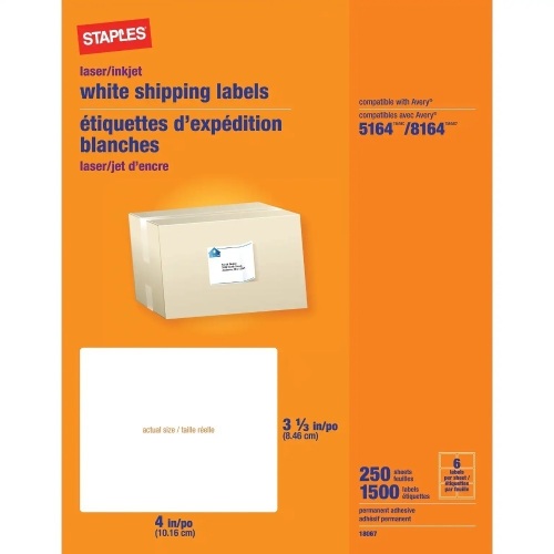 White Inkjet/Laser Shipping Lables - Lot 6541