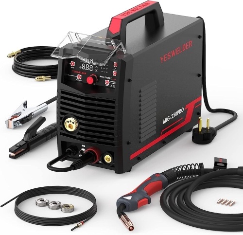 YESWELDER MIG-250 PRO Aluminum MIG Welder, 250Amp 220V, Gas MIG Gasless Flux Core Welding Machine MIG/Lift TIG/Stick 3 in 1 Welder, Spool Gun Compatible - Lot 6611