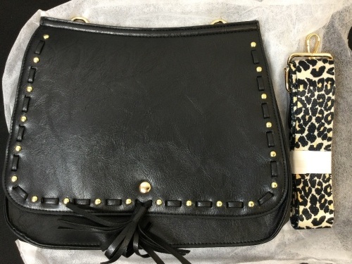 Women's Vintage Leather Crossbody Bag Saddle Purse (Black) - Lot 383