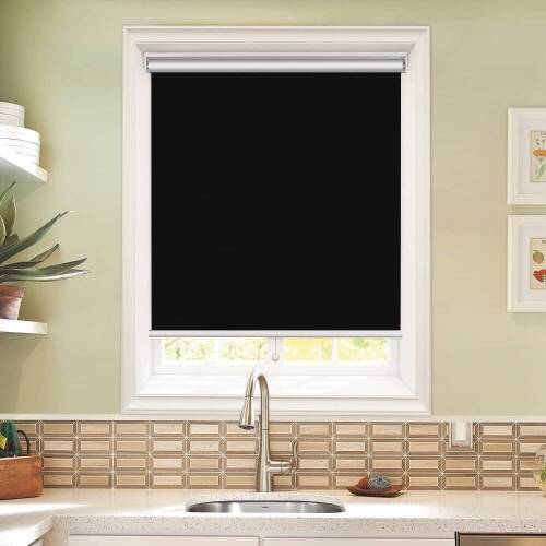 Pull Down Blackout Shades, 23x72, Black - Lot 305