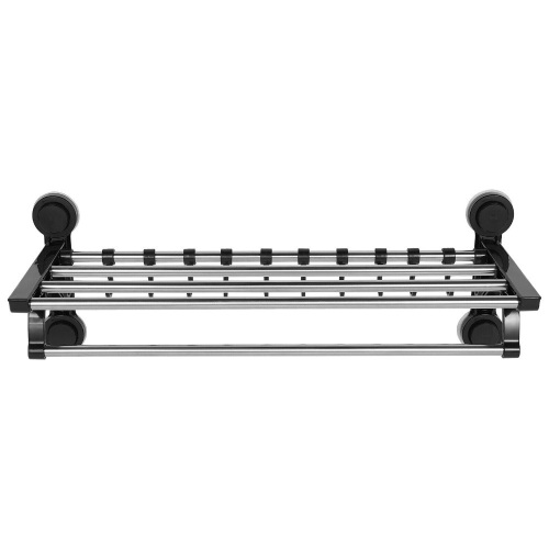25.6 in Suction Cup Towel Storage Rack w/ Hooks - Lot 126