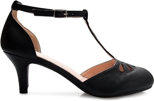 Olivia K Women's Kitten Low Heels T-Strap Pumps - Size 8.5 - Lot 286