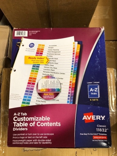 Lot of (4) 6 Ct. A-Z Tab Customizable Table of Contents Dividers - Lot 397