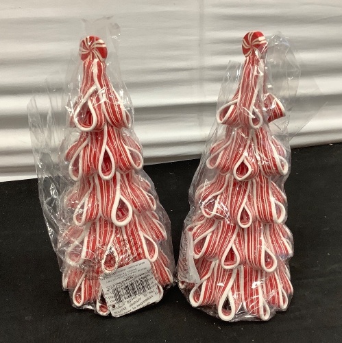 Lot of (2) 9" Peppermint Christmas Trees - Lot 245