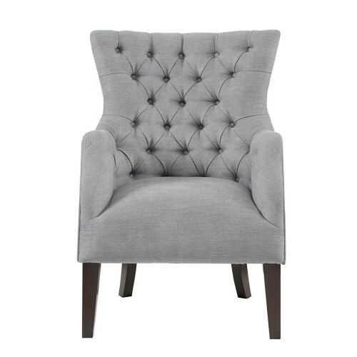 Madison Park Hannah Button Tufted Wing Chair in Grey  - Lot 31