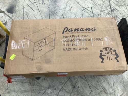 Panana 3 Drawer Mobile Lateral Filing Cabinet on Wheels, Printer Stand with Open Storage Shelves  - Lot 169