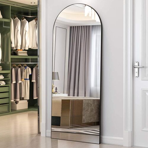 XKZG 65" x 22" Arched Full Length Floor Mirror with Aluminum Alloy Frame, Black  - Lot 254