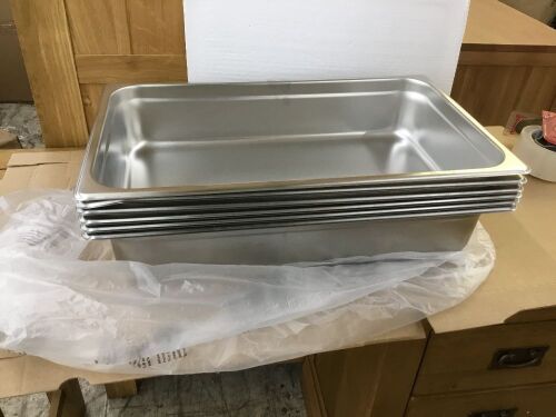 HOCCOT Steam Pans Full Size 3.9" Deep, 304 Stainless Steel, 6 Pack  - Lot 372
