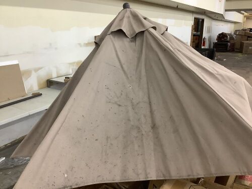 Outdoor Market Patio Umbrella w/ Push Button Tilt, Crank Lift, 7.5ft - Dirty, Light Rust - Lot 760