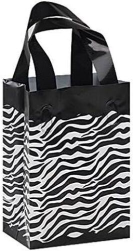 Case of (100) Zebra Frosted Plastic Shopping Bags, 5" x 3" x 7"  - Lot 936