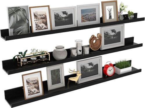Giftgarden 47 Inch Black Floating Shelves  - Lot 197