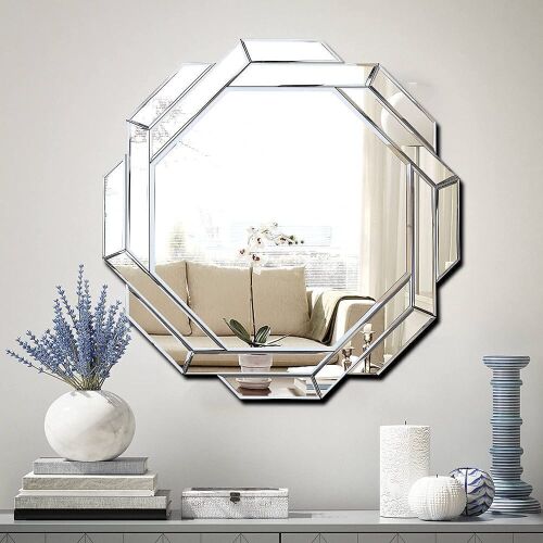 Silver Polished Frameless Beveled Wall Decor Mirror 31.5" x 31.5" - Lot 692