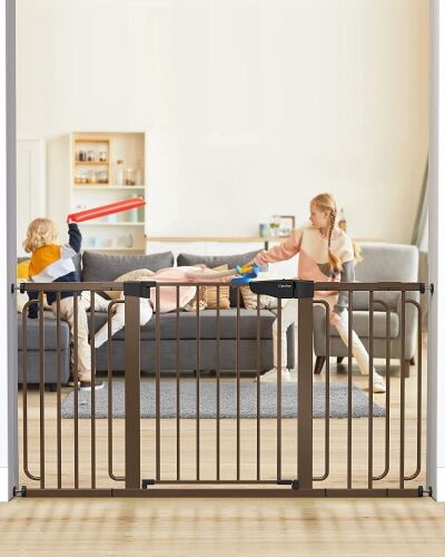 Cumbor 29.7-57" Walk Through Baby Safety Gate, Brown  - Lot 703