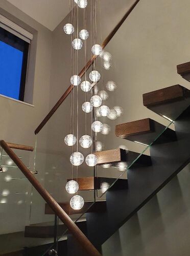 26-Light Spiral Modern Crystal Raindrop Chandelier, W23.6" x H177" - Lot 49