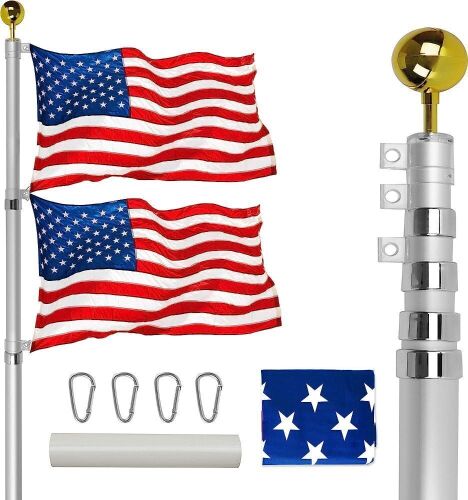 VAIIGO 25FT Telescoping Flag Pole Kit - Lot 261