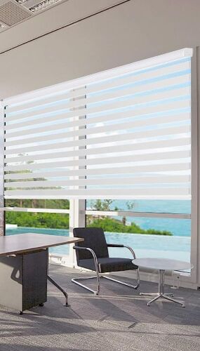Joydeco White Sheer Zebra Roller Blinds, 70" x 75"  - Lot 231