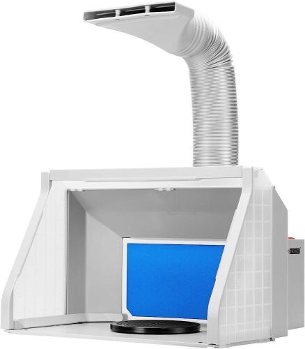 VIVOHOME Dual Fans Portable Airbrush Paint Spray Booth Kit with 3 LED Lights Turn Table and Filter Hose - Lot 235