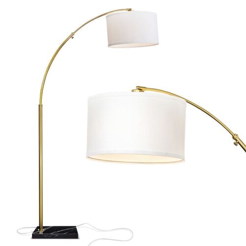 Brightech Logan Arc Floor Lamp w/ LED Bulb & Drum Shade, Antique Brass - Lot 236