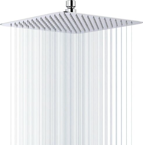 GGStudy 16 Inch Square Stainless Steel Rainfall Shower Head  - Lot 409