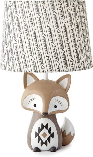 Levtex Baby Bailey Charcoal Arrow Print Lamp Shade and Taupe Fox-Shaped Lamp Base - Lot 388