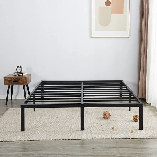 AMOBRO Queen Size Bed Frame Metal 14 Inch Platform Base with Storage Heavy Duty with Steel Slat - Lot 552