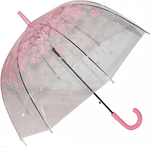 Kung Fu Smith Pink Flower Clear Bubble Stick Umbrella  - Lot 198