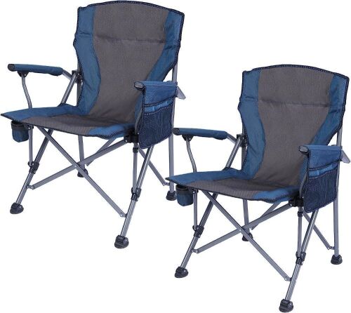 Folding Camp Chair with High Back and Cup Holder, Set of 2  - Lot 217