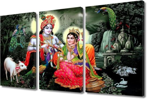 3 Piece Hindu God Canvas Wall Art, 36" x 24"  - Lot 313
