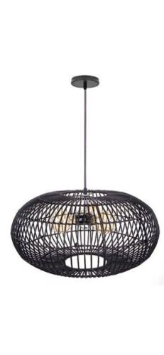 3-Light Rattan Pendant Light Fixture  - Lot 354