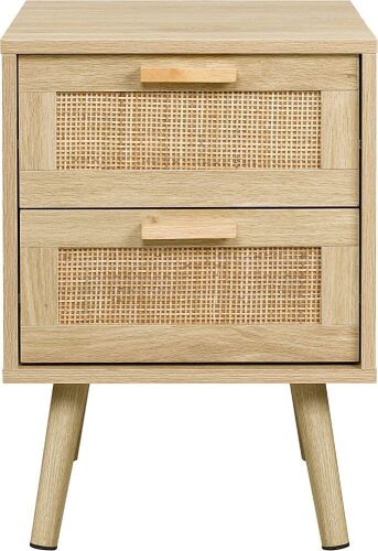 Finnhomy Nightstand with 2 Hand Made Rattan Decorated Drawers - Lot 111
